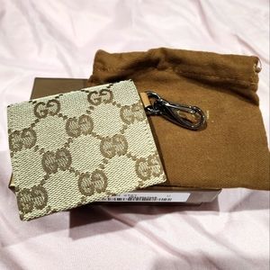 GUCCI GG Supreme Monogram Web Ophidia Dome Key Pouch Beige New Acero 697362